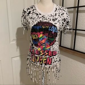 On fire medium t shirt in white